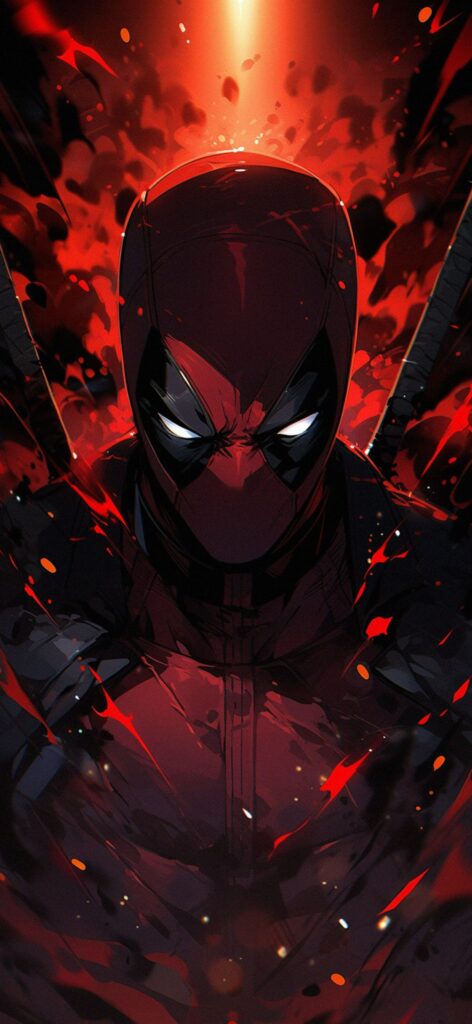 Anime Marvel Deadpool Black Red Wallpaper