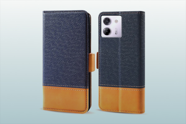 YKNIUFLY PU Leather Flip Folio Wallet Cover - Poco M7 Pro 5G Cover 