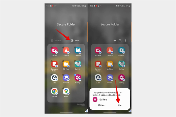 Hide Apps on Android Phones using a secure folder